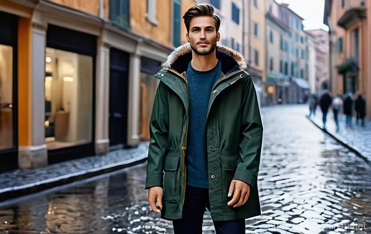 가을 남성 코트 스타일링 - **Double-Breasted Coat: Timeless Italian Elegance**
    A confident and composed individual stands o...