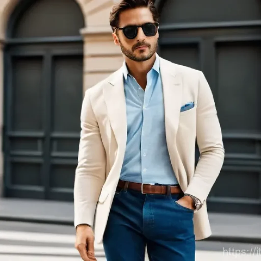 남성 캐주얼 신발 추천 - **Prompt:** A stylish Italian man, in his late 30s, confidently walking through a sun-drenched, eleg...