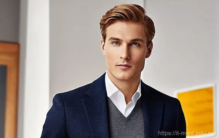 남성용 라운드넥 스웨터 - **Prompt:** A close-up, high-definition shot focusing on the exquisite texture and luxurious feel of...