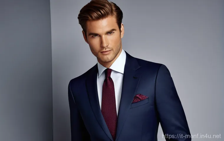 셔츠와 넥타이 조합 - **Prompt: "The Impeccable Professional"**
    A confident male model, mid-30s, stands in a modern, w...