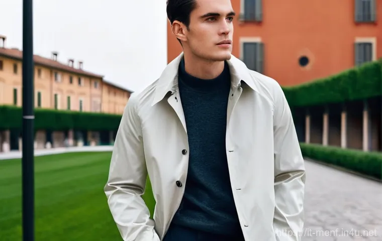 남성용 레인코트 추천 - **Prompt: "Avventura Urbana con il Parka Impermeabile a Roma"**
    A dynamic young man, in his earl...