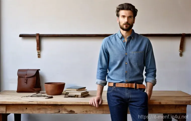 남성 봄 데님 스타일 - **Prompt 1: The Artisan of Raw Denim**
    A stylish Italian man, aged 30-40, stands confidently in ...