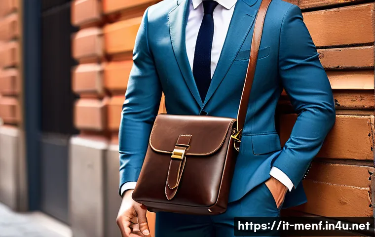 남성용 숄더백 추천 - A stylish men’s crossbody bag made of high-quality dark brown leather with a natural patina finish, ...