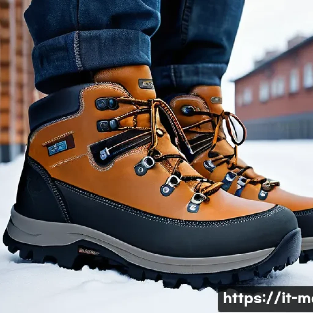 남성 겨울 부츠 스타일 - A pair of high-quality winter boots made from vegetable-tanned leather and waterproof technical fabr...