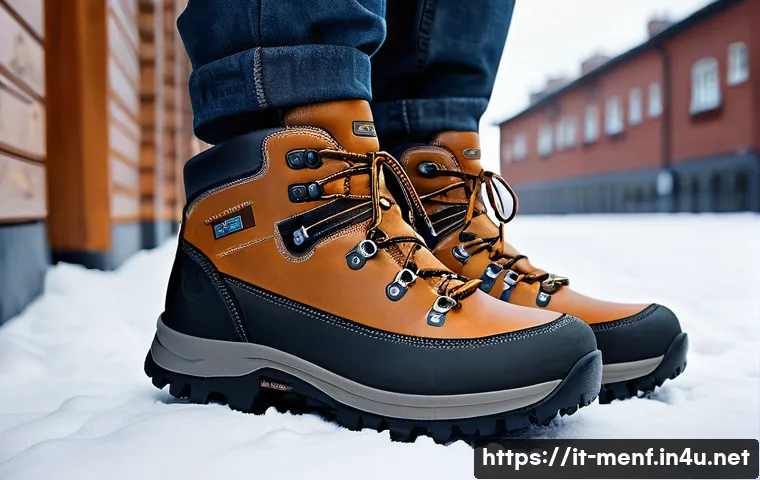 남성 겨울 부츠 스타일 - A pair of high-quality winter boots made from vegetable-tanned leather and waterproof technical fabr...