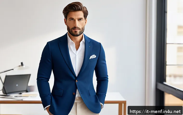 남성 봄 재킷 추천 - A stylish Italian man in his early 30s wearing a lightweight classic wool blend blazer, tailored fit...